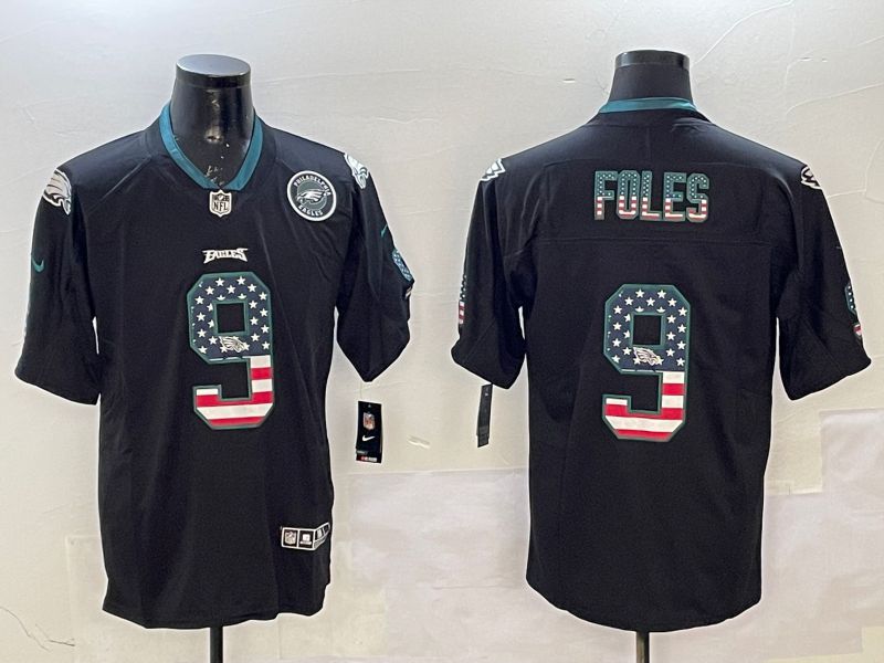 Men Philadelphia Eagles #9 Foles Black National Flag 2025 Nike Limited NFL Jersey style 2113
